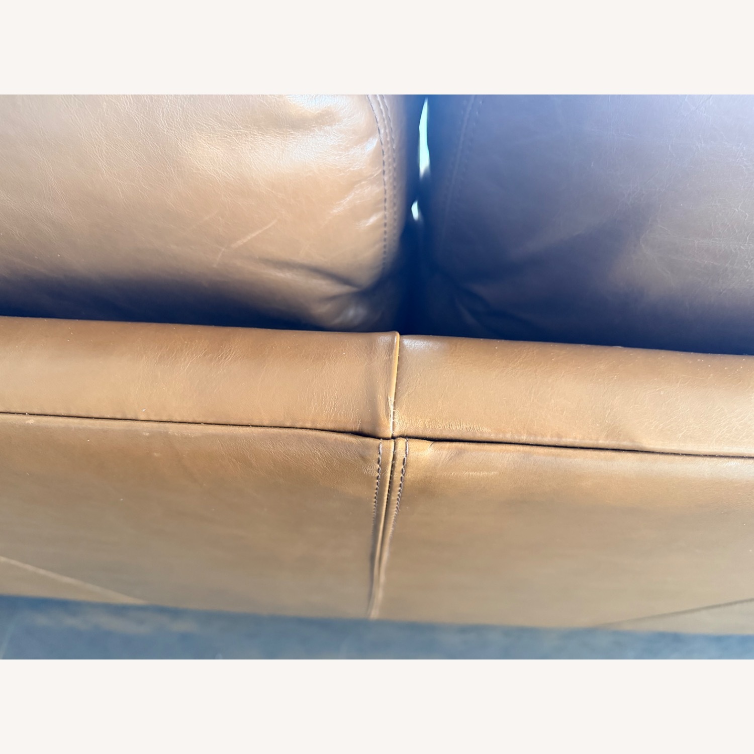 Pottery Barn Light Brown Leather 2 Seater Sofa - image-9