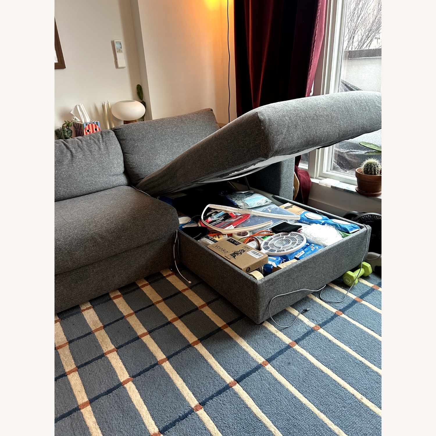 IKEA Finalla Dark Gray Fabric Chaise Lounge - image-3