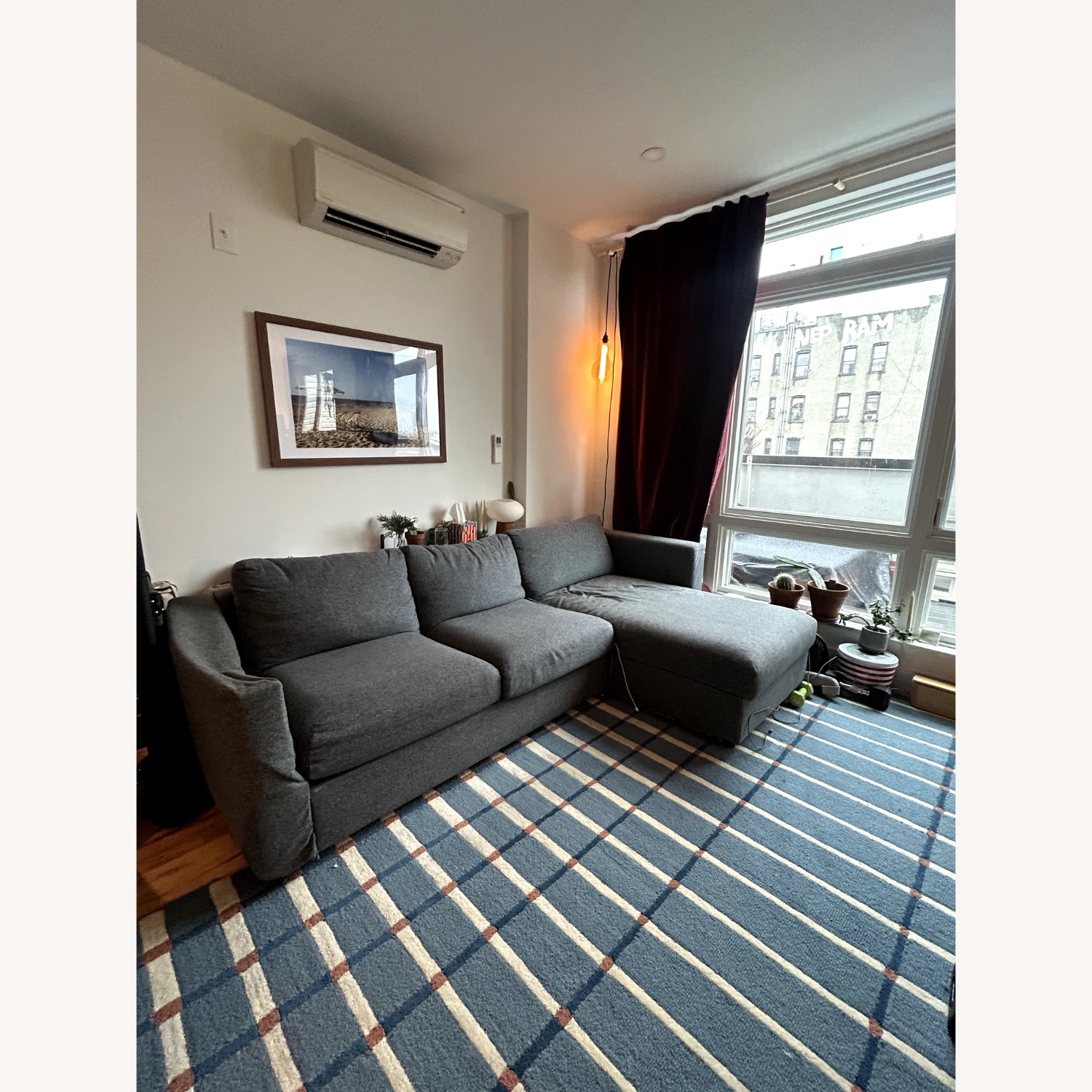 IKEA Finalla Dark Gray Fabric Chaise Lounge - image-1