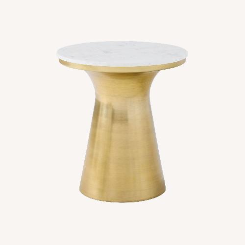 Used West Elm Marble Topped Pedestal Side Table (20") for sale on AptDeco