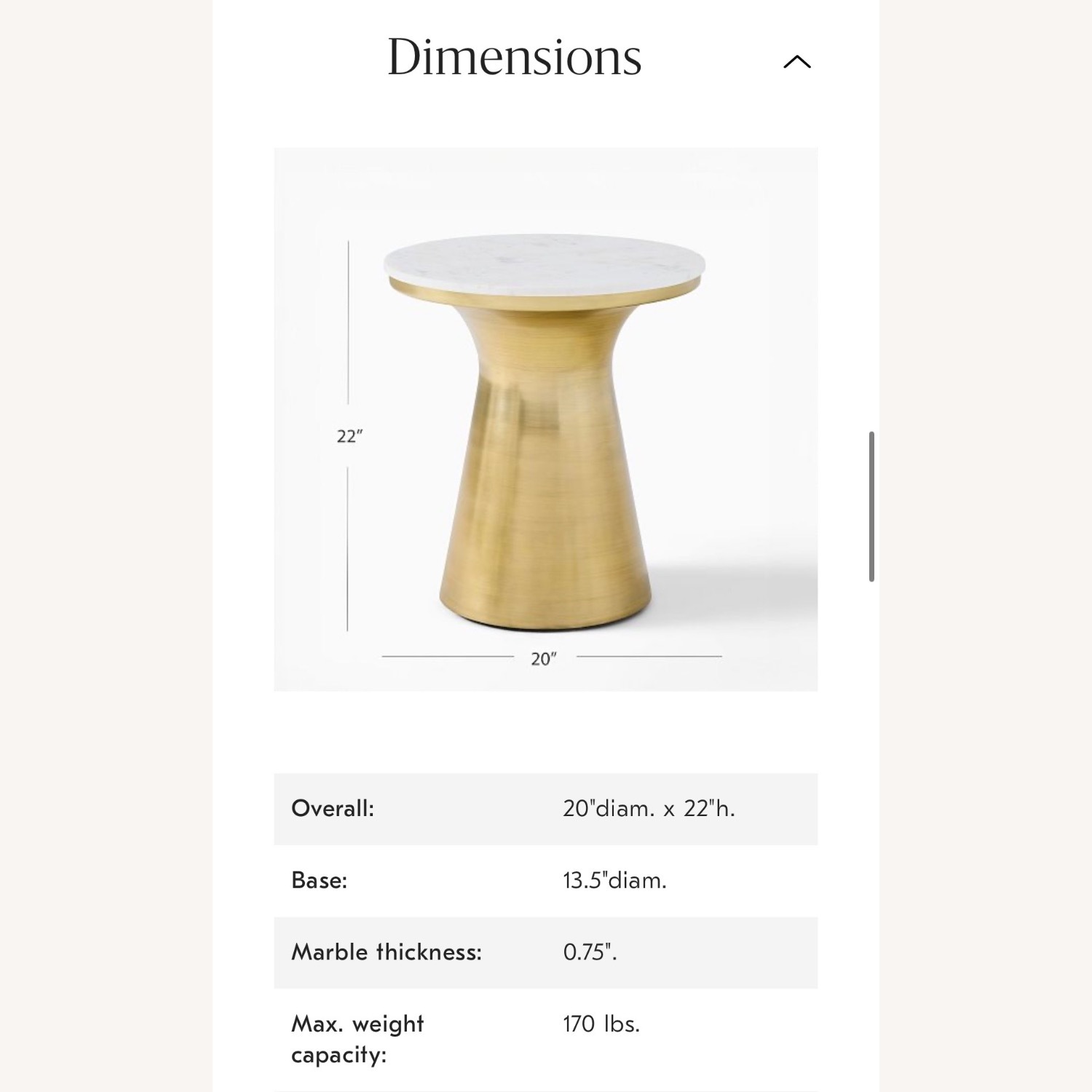 West Elm Marble Topped Pedestal Side Table (20") - image-3