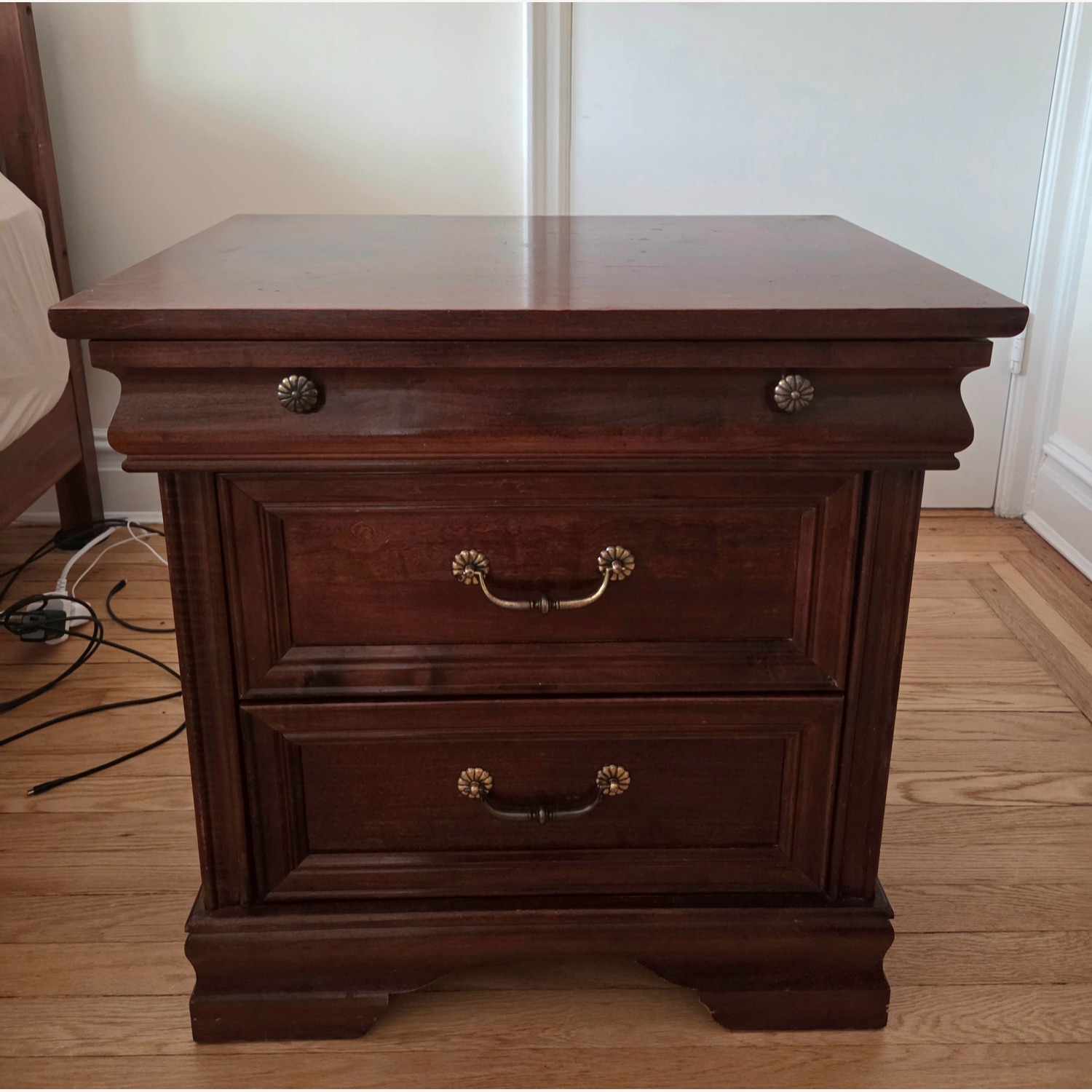 Broyhill Furniture Dark Brown Wood Nightstand - image-0