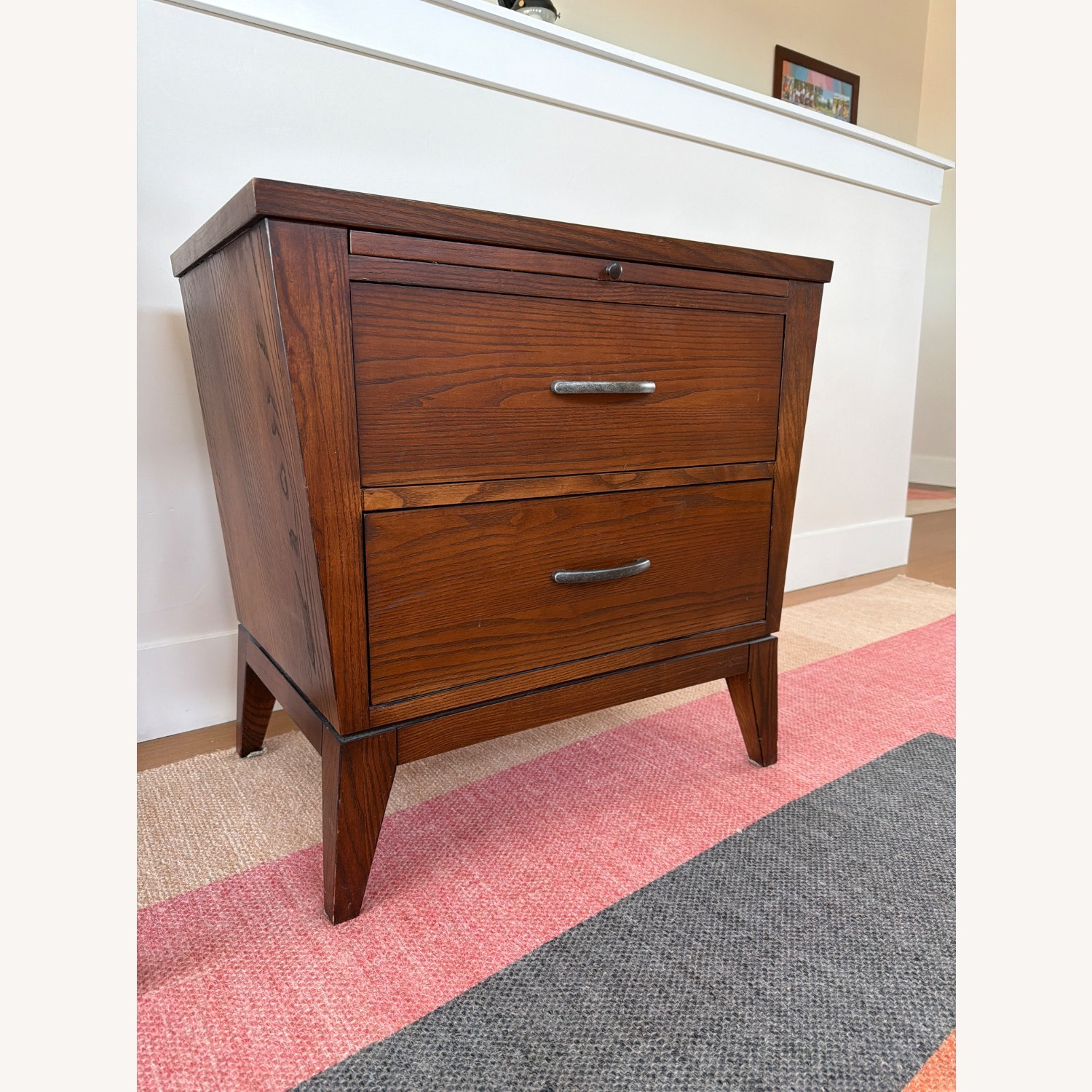 Ethan Allen Dark Brown Wood Nightstand - image-1