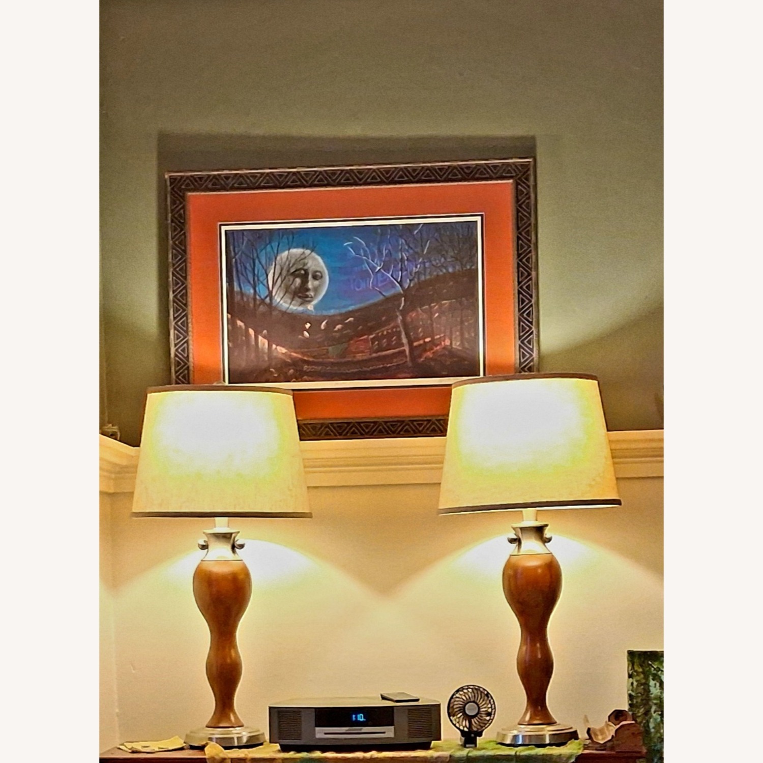 Vintage Natural Wood Table Lamp - image-0