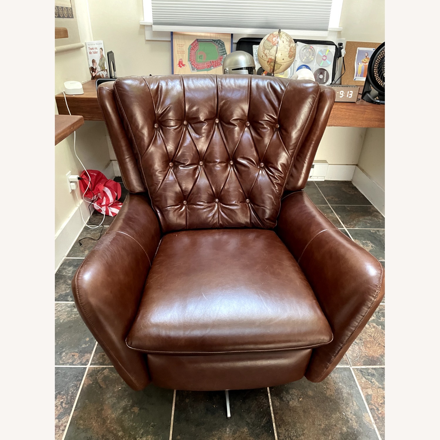 Pottery Barn Wells Dark Brown Leather Recliner - image-1