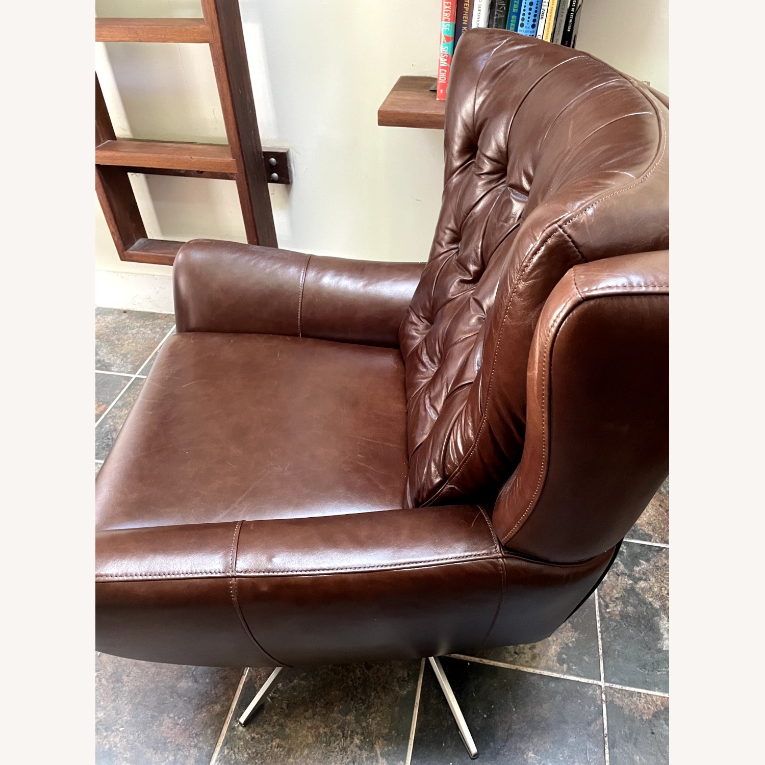 Pottery Barn Wells Dark Brown Leather Recliner - image-2
