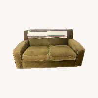Vintage/Antique Green Fabric 2 Seater Sofa