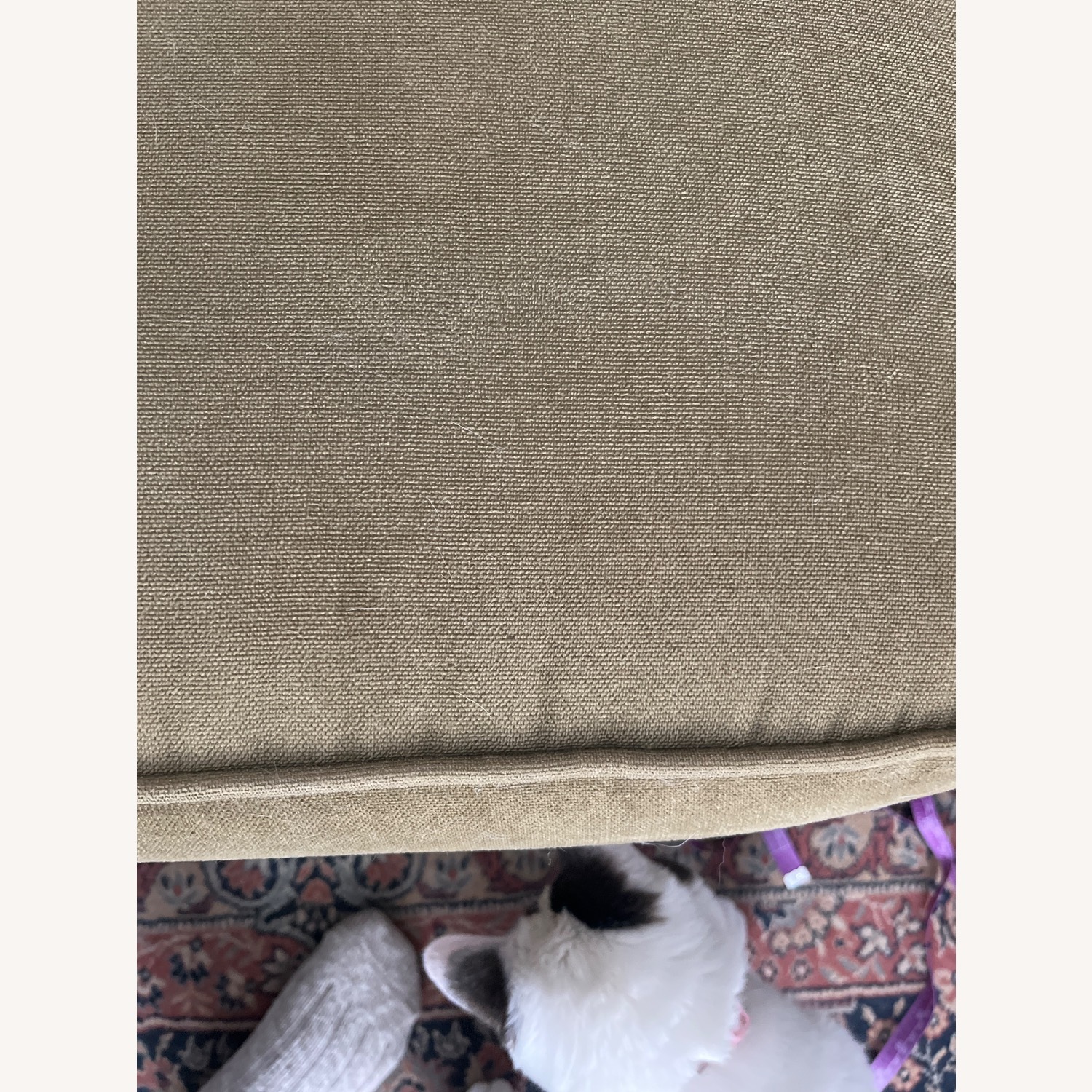 Vintage/Antique Green Fabric 2 Seater Sofa - image-3