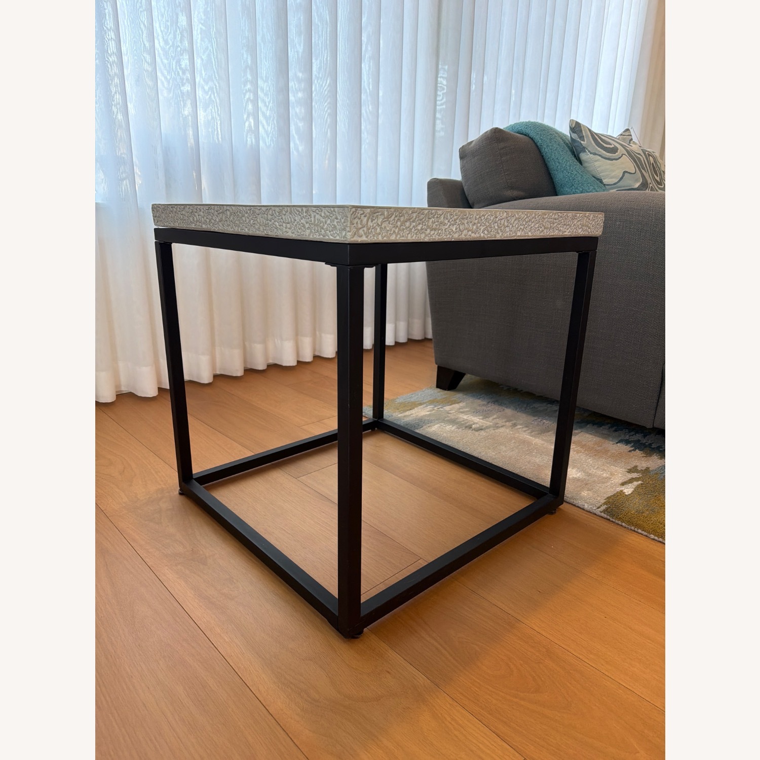 Light Gray Concrete Side Table - image-1