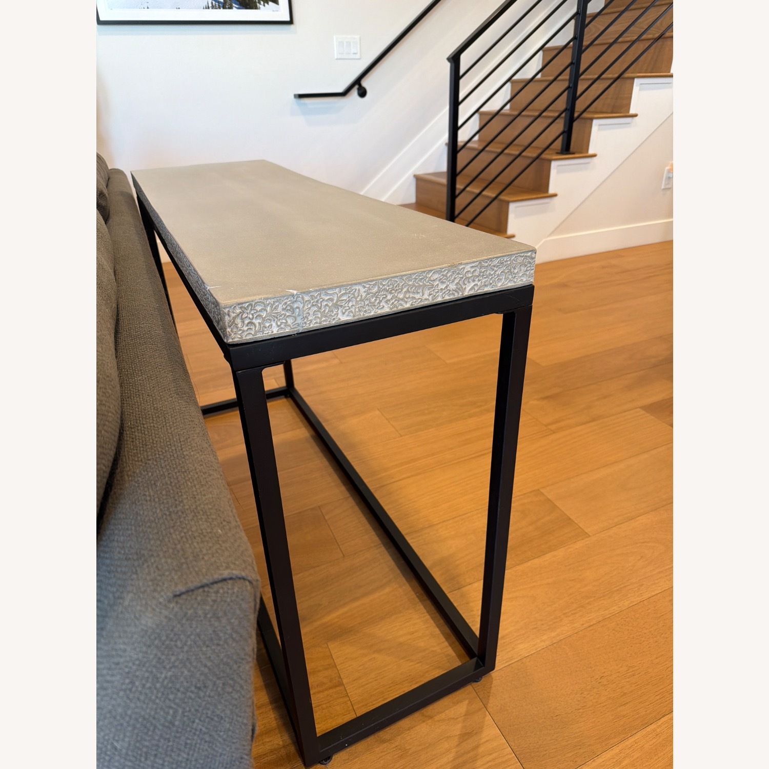 Metal Concrete Light Gray Console Table - image-4