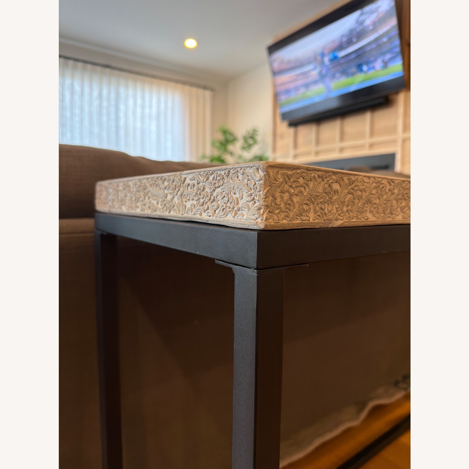 Metal Concrete Light Gray Console Table - image-2