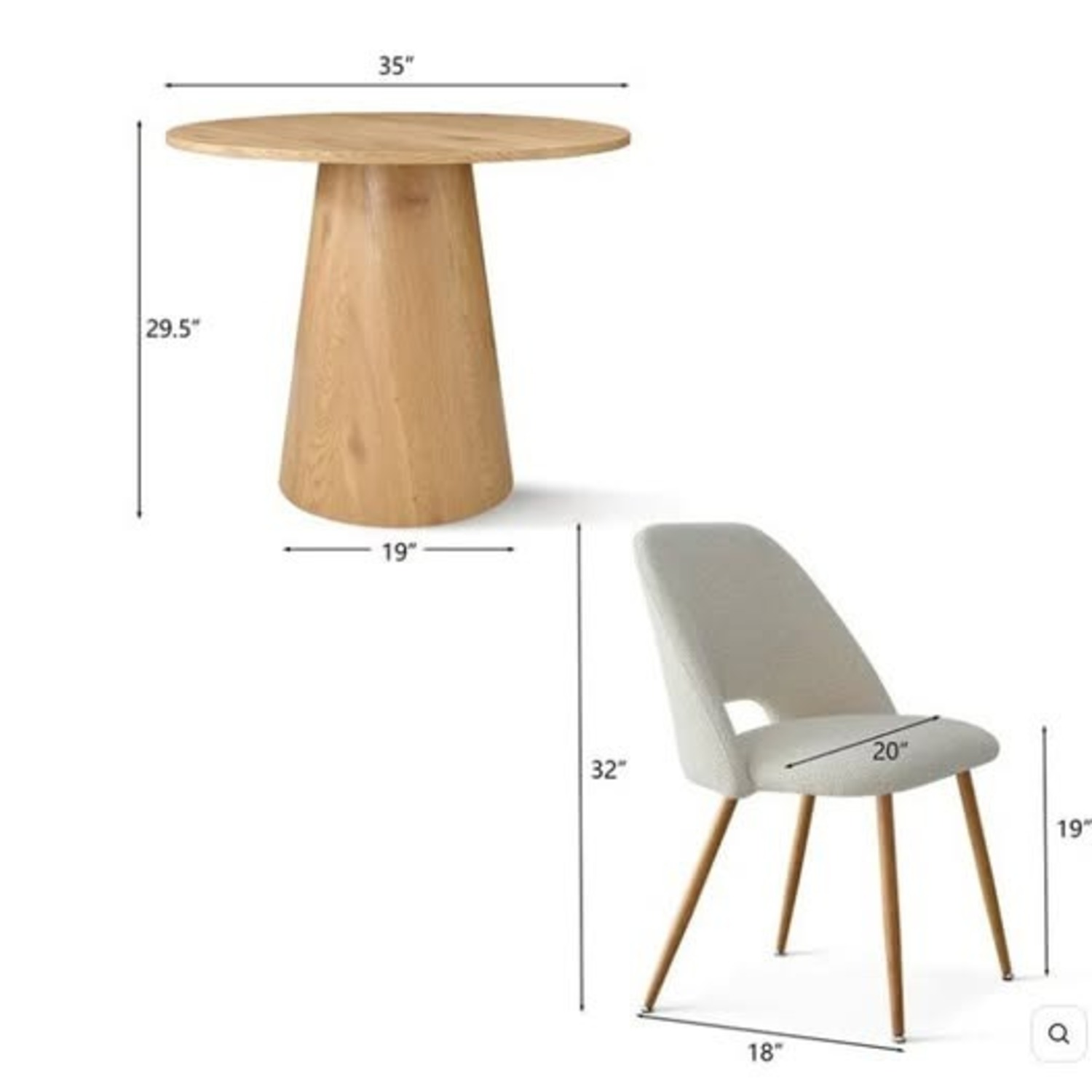 Modern Round Dining Table Set for 2 - image-1