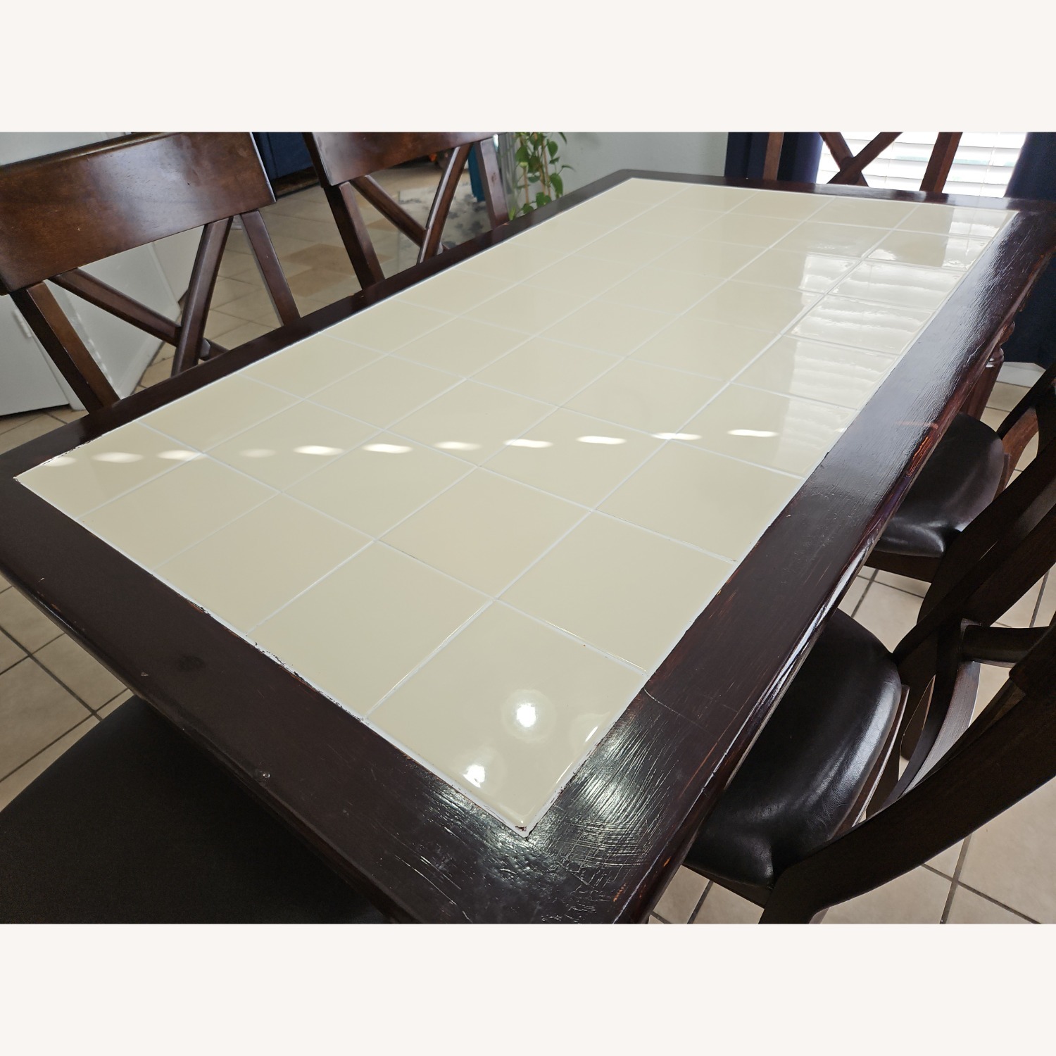 Vintage/Antique White Wood Dining Table - image-2