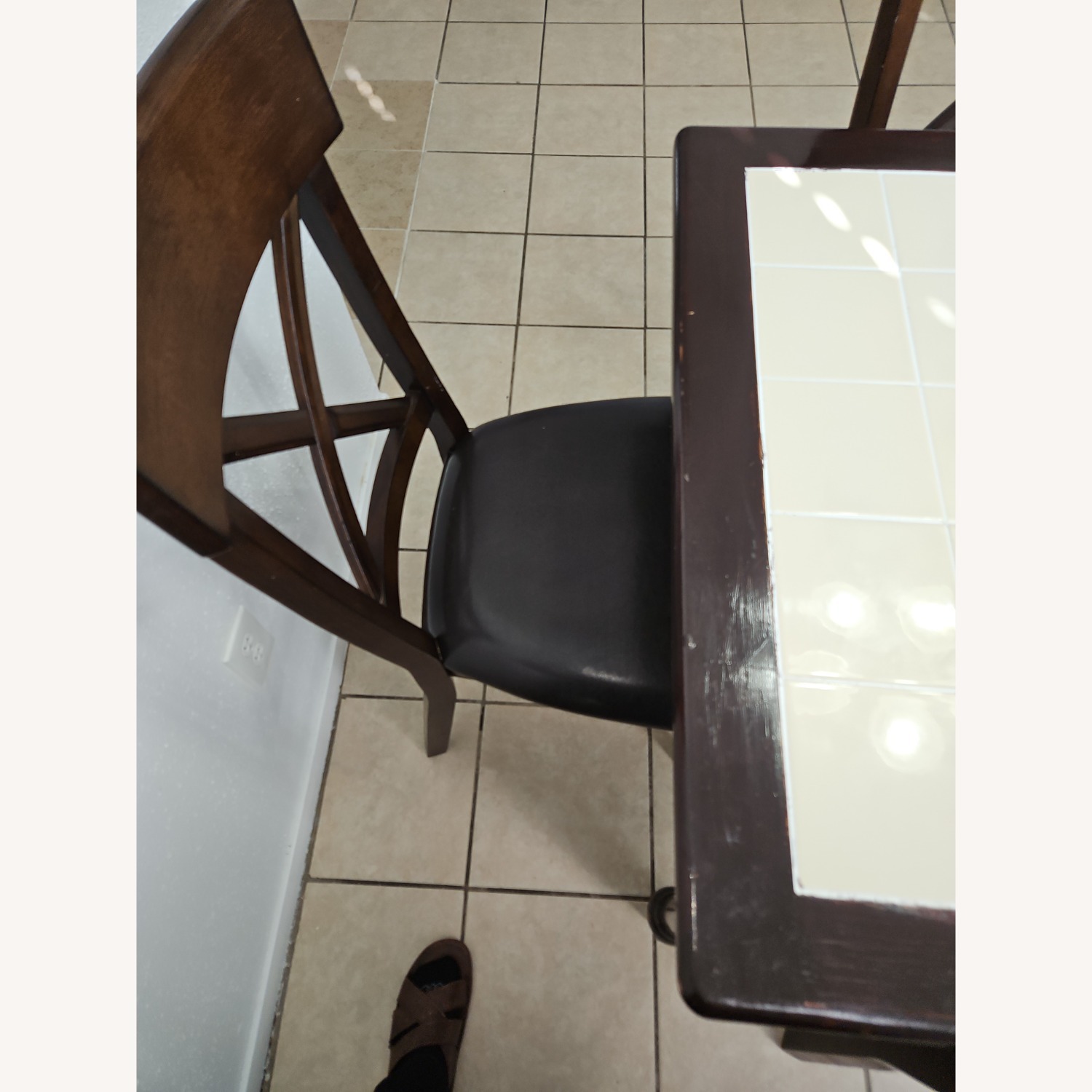 Vintage/Antique White Wood Dining Table - image-3