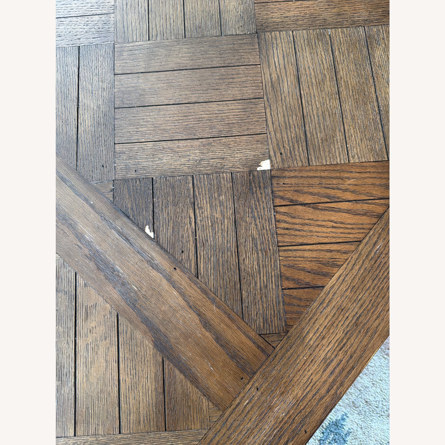 Dark Brown Wood Coffee Table Metal Base - image-2