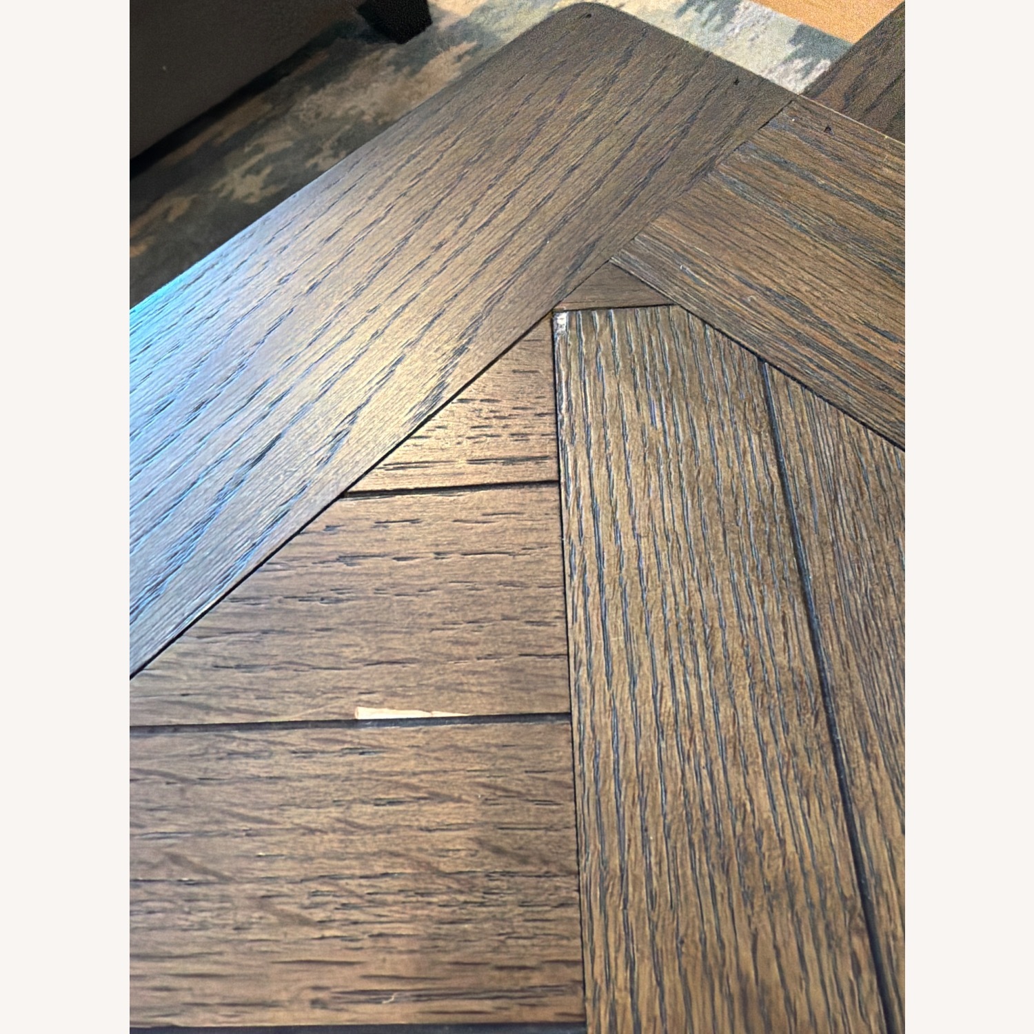 Dark Brown Wood Coffee Table Metal Base - image-7