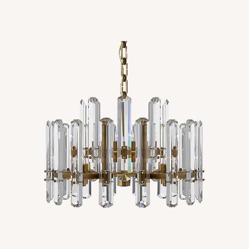 Used Lumens Antique Brass Crystal Chandelier  for sale on AptDeco