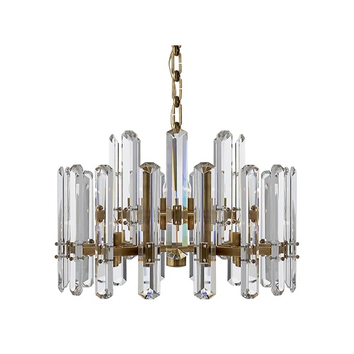 Used Lumens Antique Brass Crystal Chandelier  for sale on AptDeco