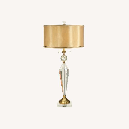 Used Dale Tiffany Strada Transparent Glass Table Lamp for sale on AptDeco