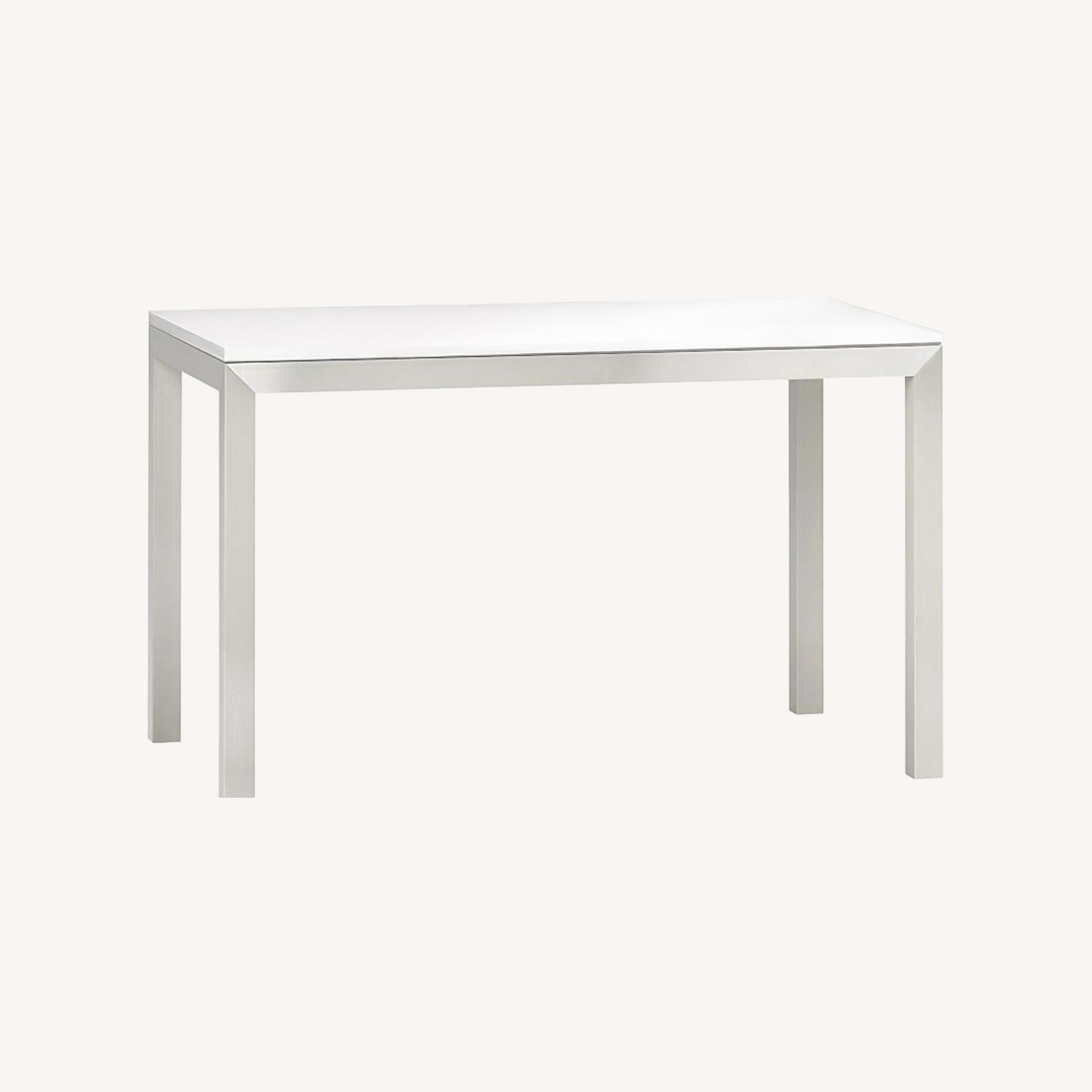 Crate & Barrel White Dining Table & Steel Frame - image-0