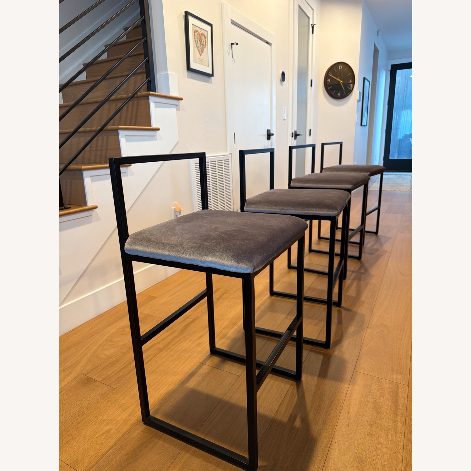 Rove Concepts Parson Light Gray Velvet Stools - image-1