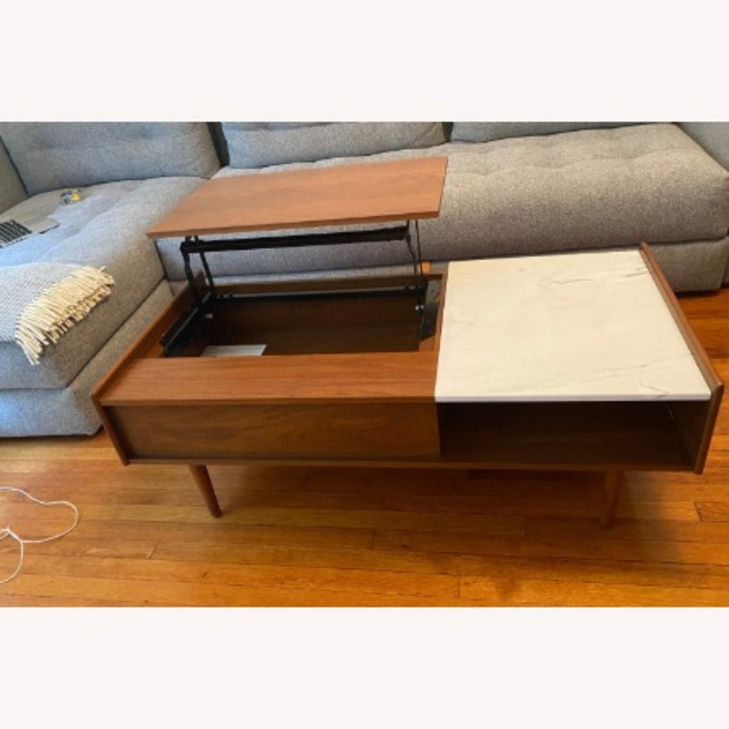 West Elm Dark Brown Wood Coffee Table - image-1