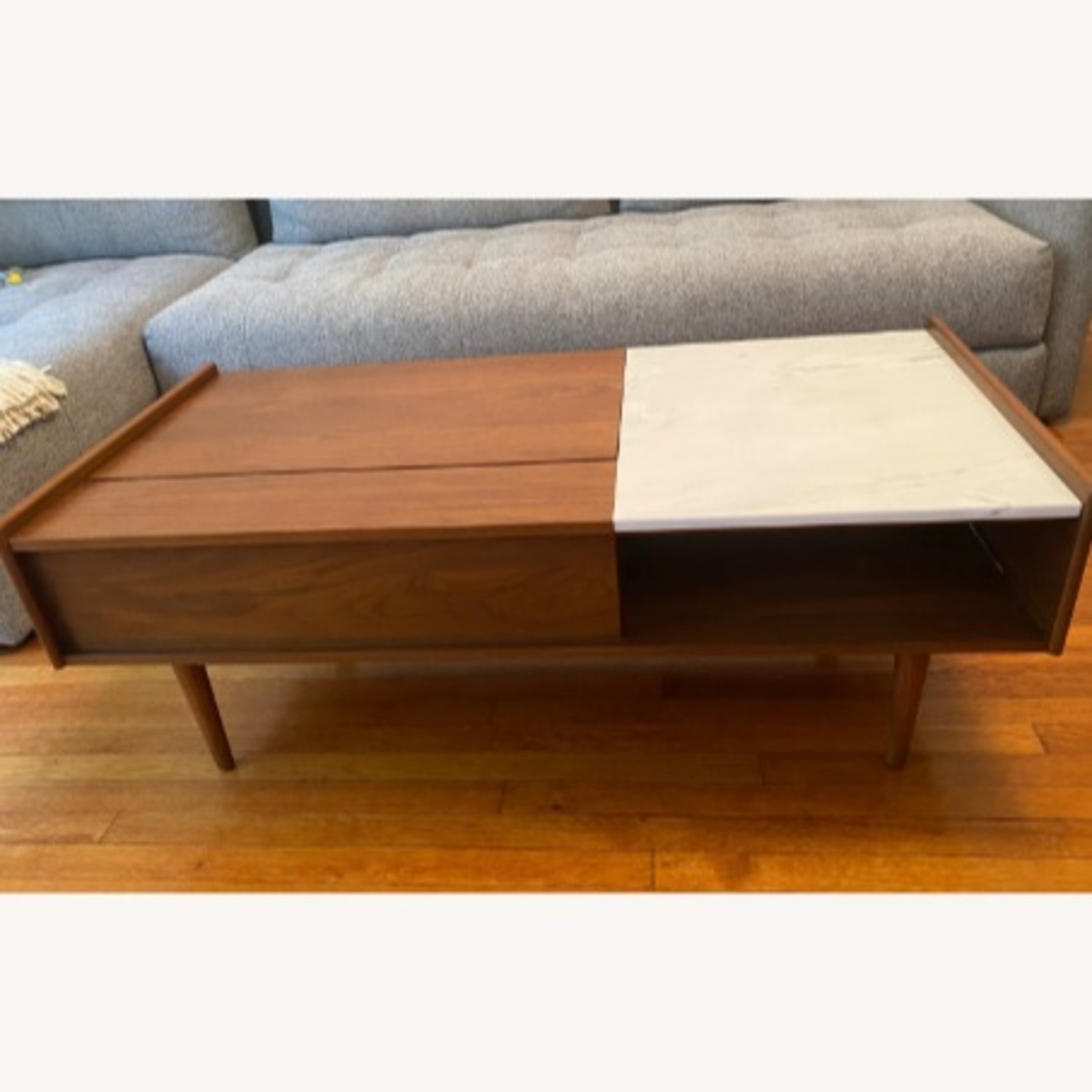 West Elm Dark Brown Wood Coffee Table - image-2