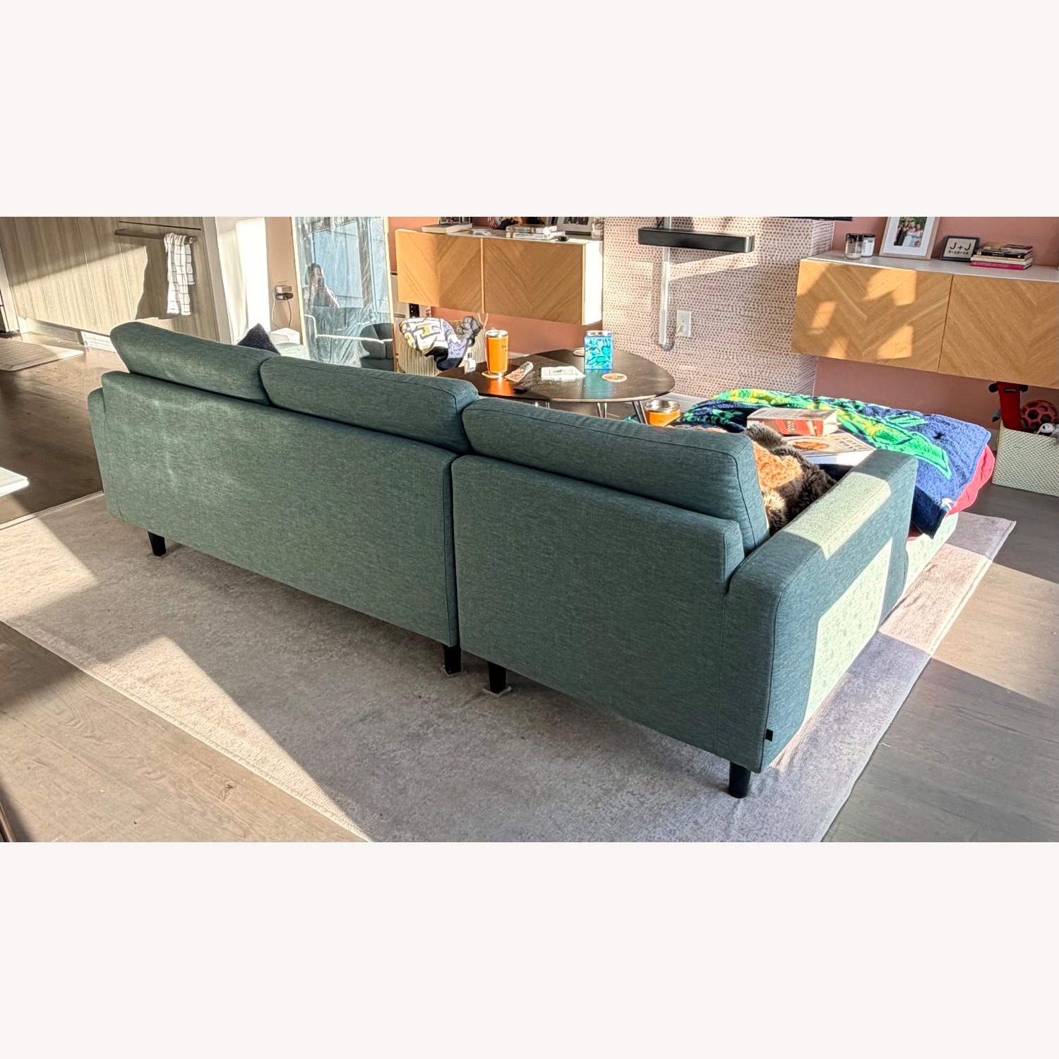 EQ3 Oskar Blue Fabric Chaise Lounge - image-5