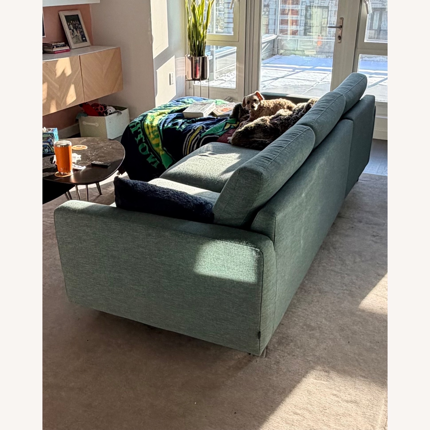 EQ3 Oskar Blue Fabric Chaise Lounge - image-3