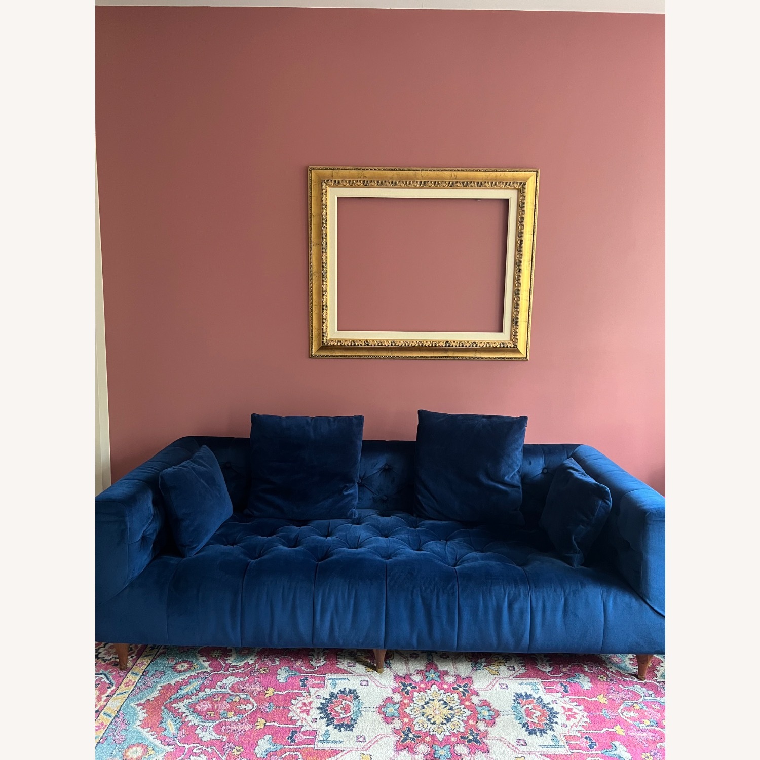 Interior Define Blue Velvet Couch - image-1