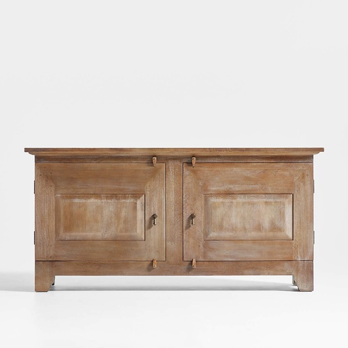 Used Crate & Barrel Basque 68" Weathered Light Brown Solid Wood Credenza for sale on AptDeco