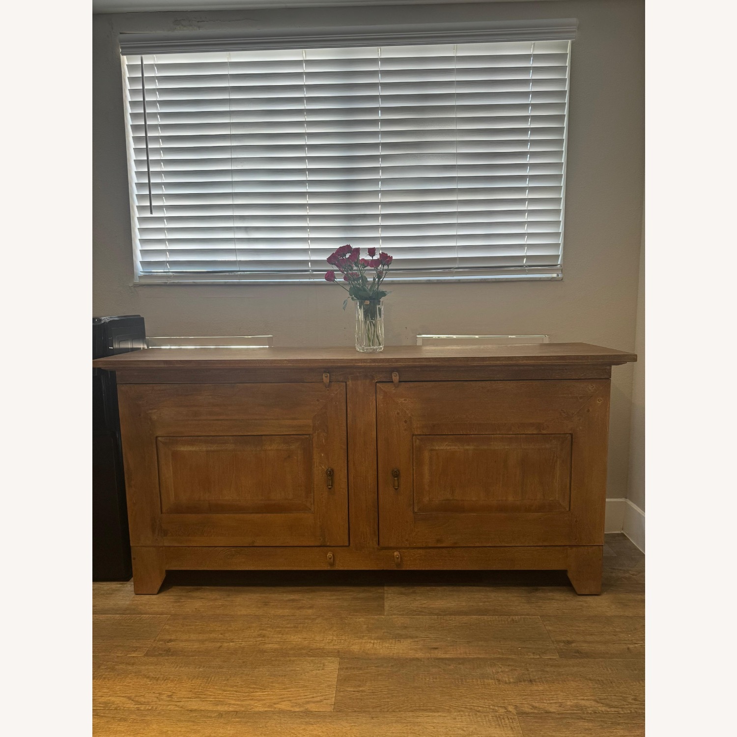 Crate & Barrel Basque 68" Weathered Light Brown Solid Wood Credenza - image-1