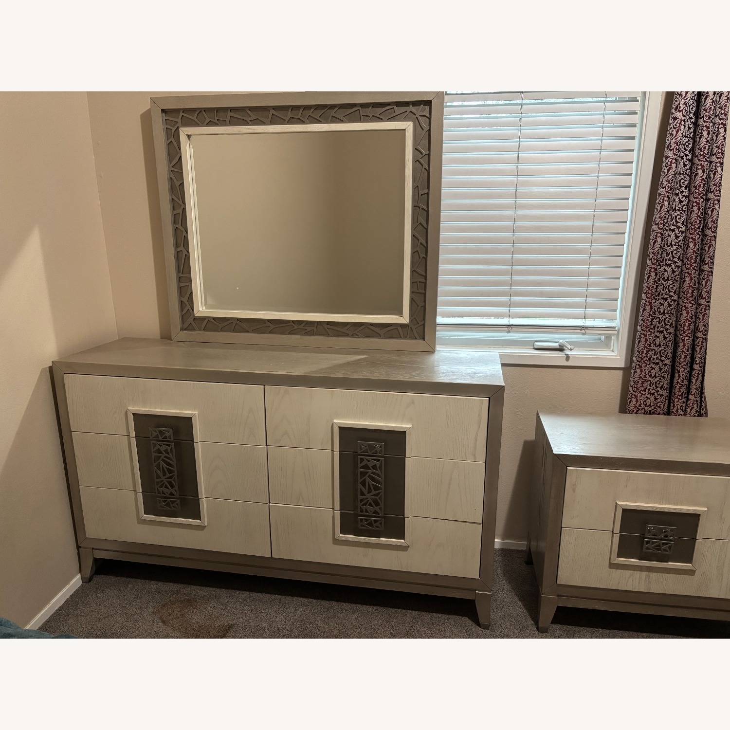 Monaco Luxe Geometric Dresser with Mirror - image-1