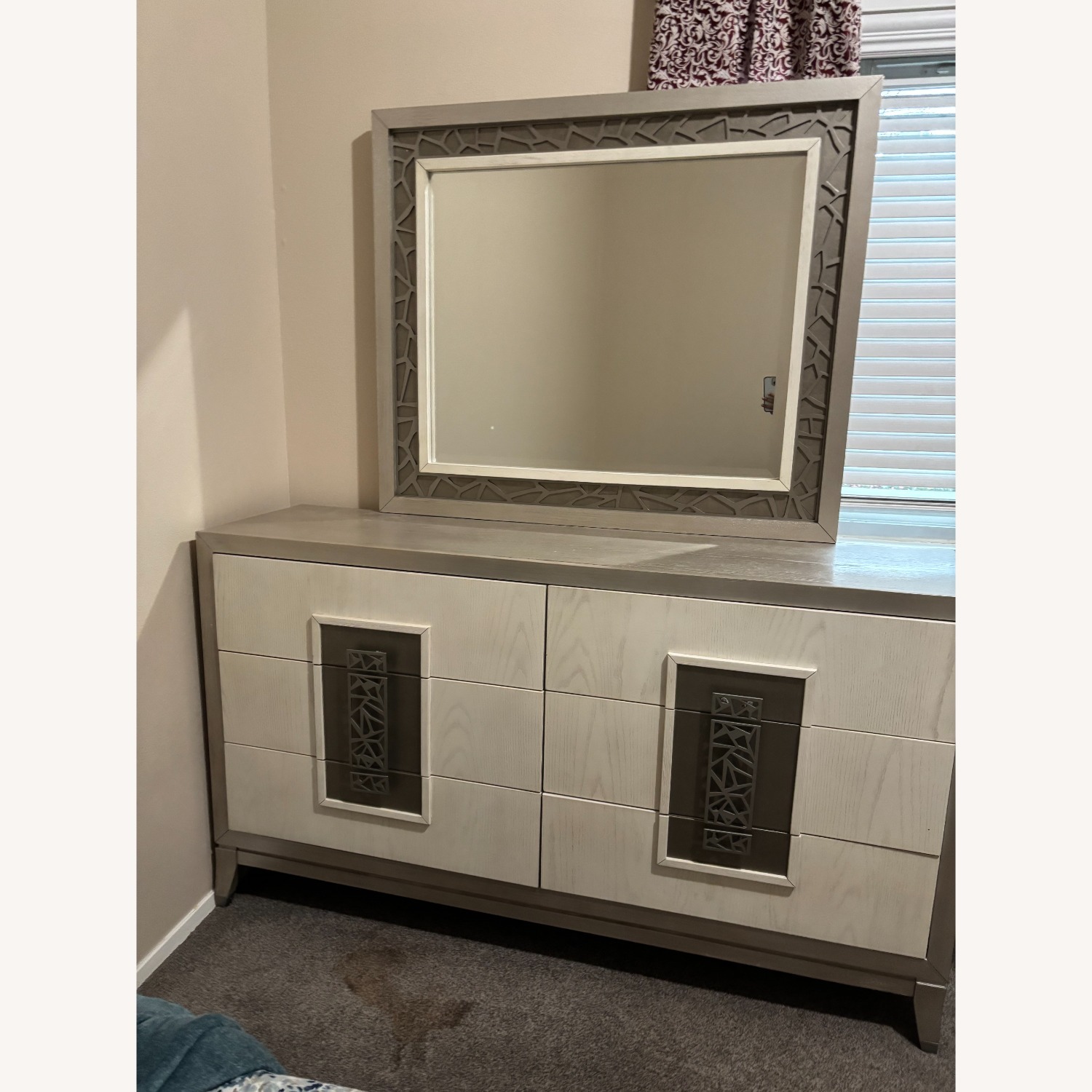 Monaco Luxe Geometric Dresser with Mirror - image-3