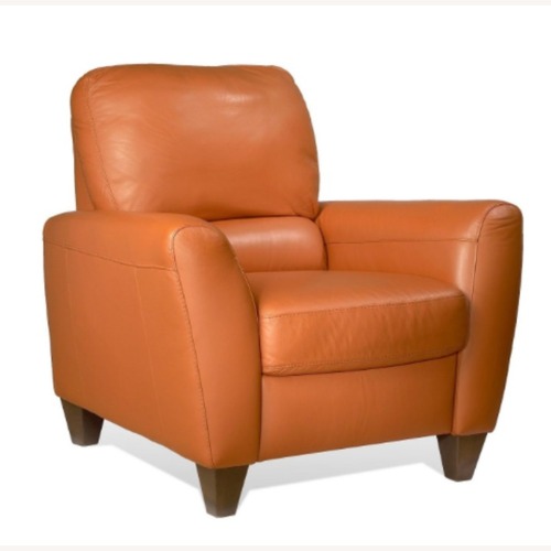 Used Macy's Orange Almafi Leather Pushback Recliner for sale on AptDeco