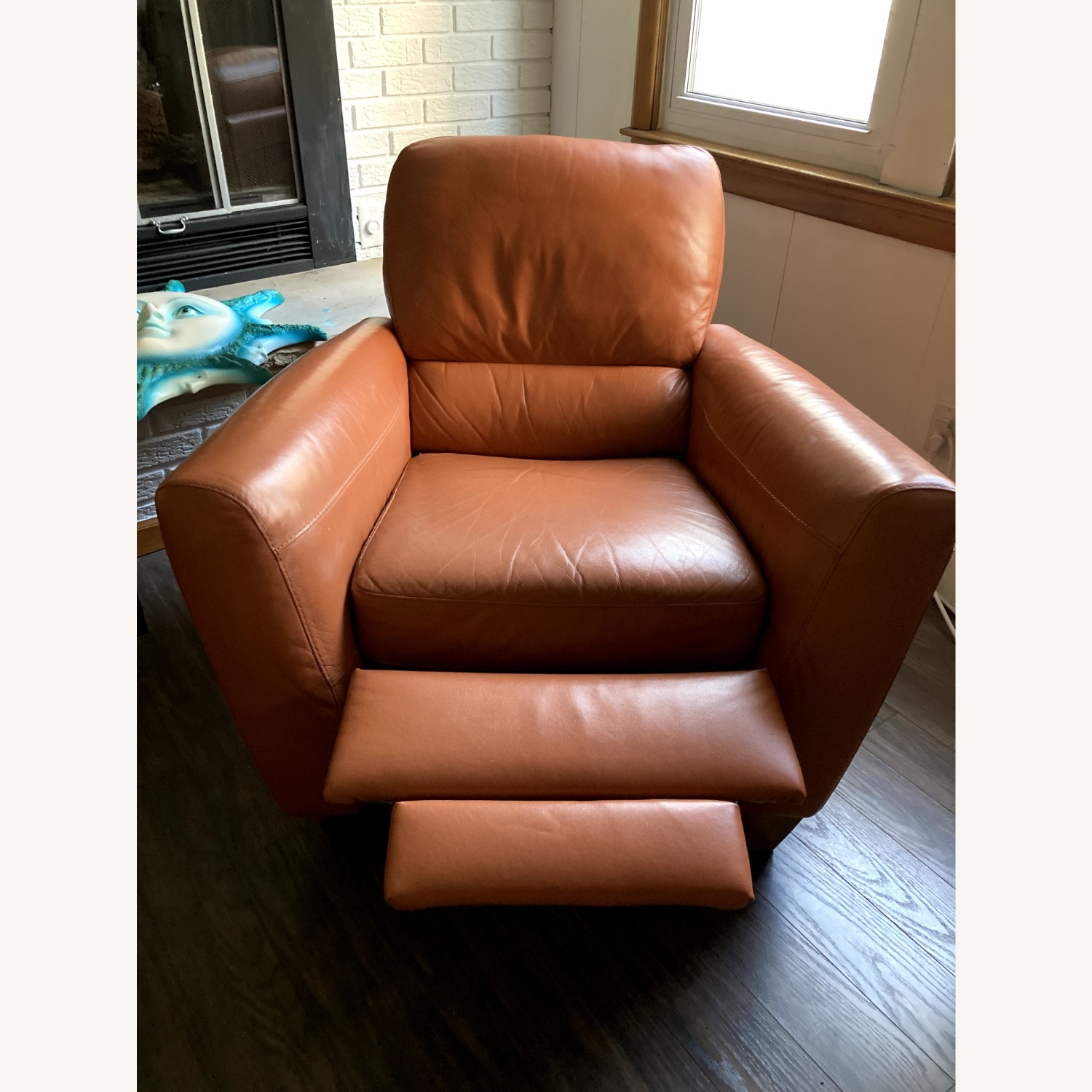 Macy's Orange Almafi Leather Pushback Recliner - image-3