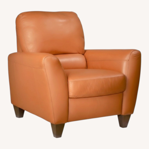 Used Macy's Orange Almafi Leather Pushback Recliner for sale on AptDeco