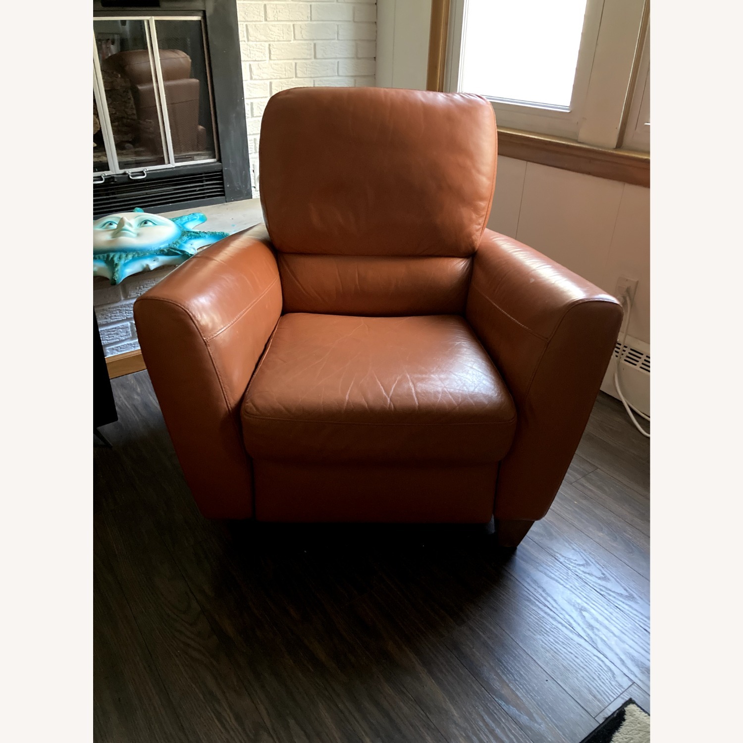 Macy's Orange Almafi Leather Pushback Recliner - image-4