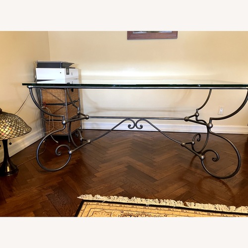 Used Vintage Glass and Polished Steel Table for sale on AptDeco