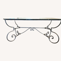 Vintage Glass and Polished Steel Table