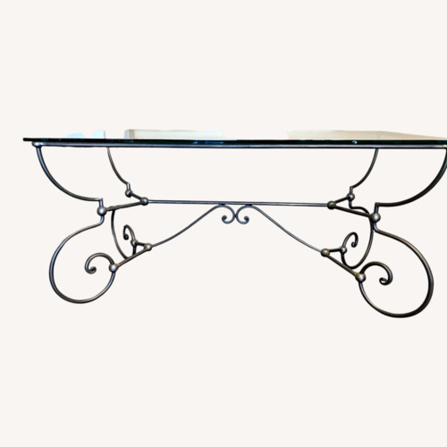 Used Vintage Glass and Polished Steel Table for sale on AptDeco