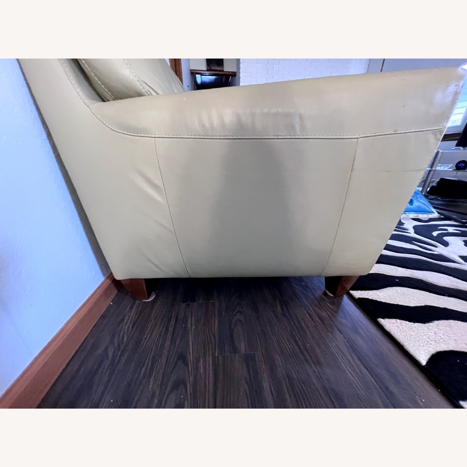 Macy's Amalfi Green Leather Sofa - image-3