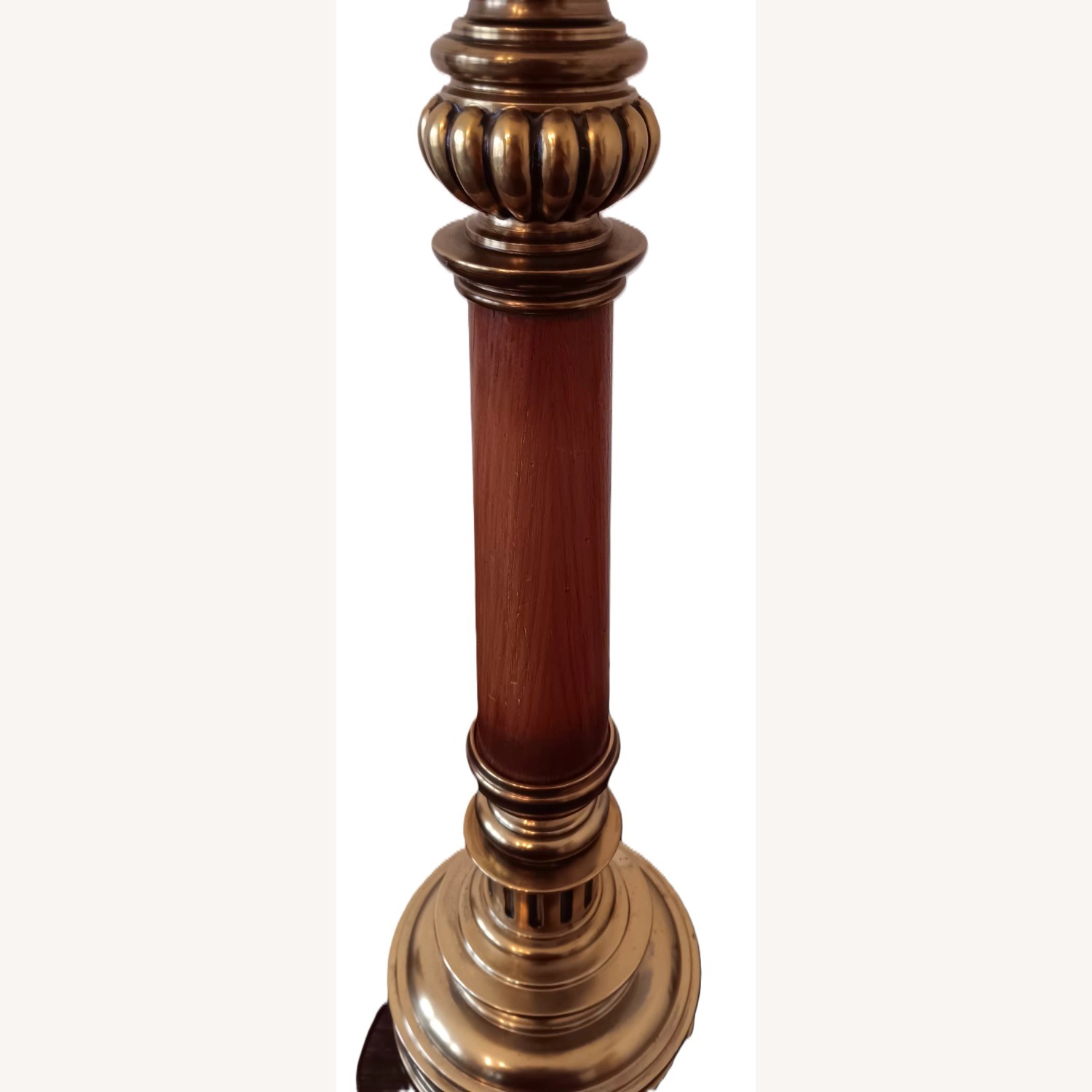 Antique Candlestick Brass and Wood Table Lamp  - image-2