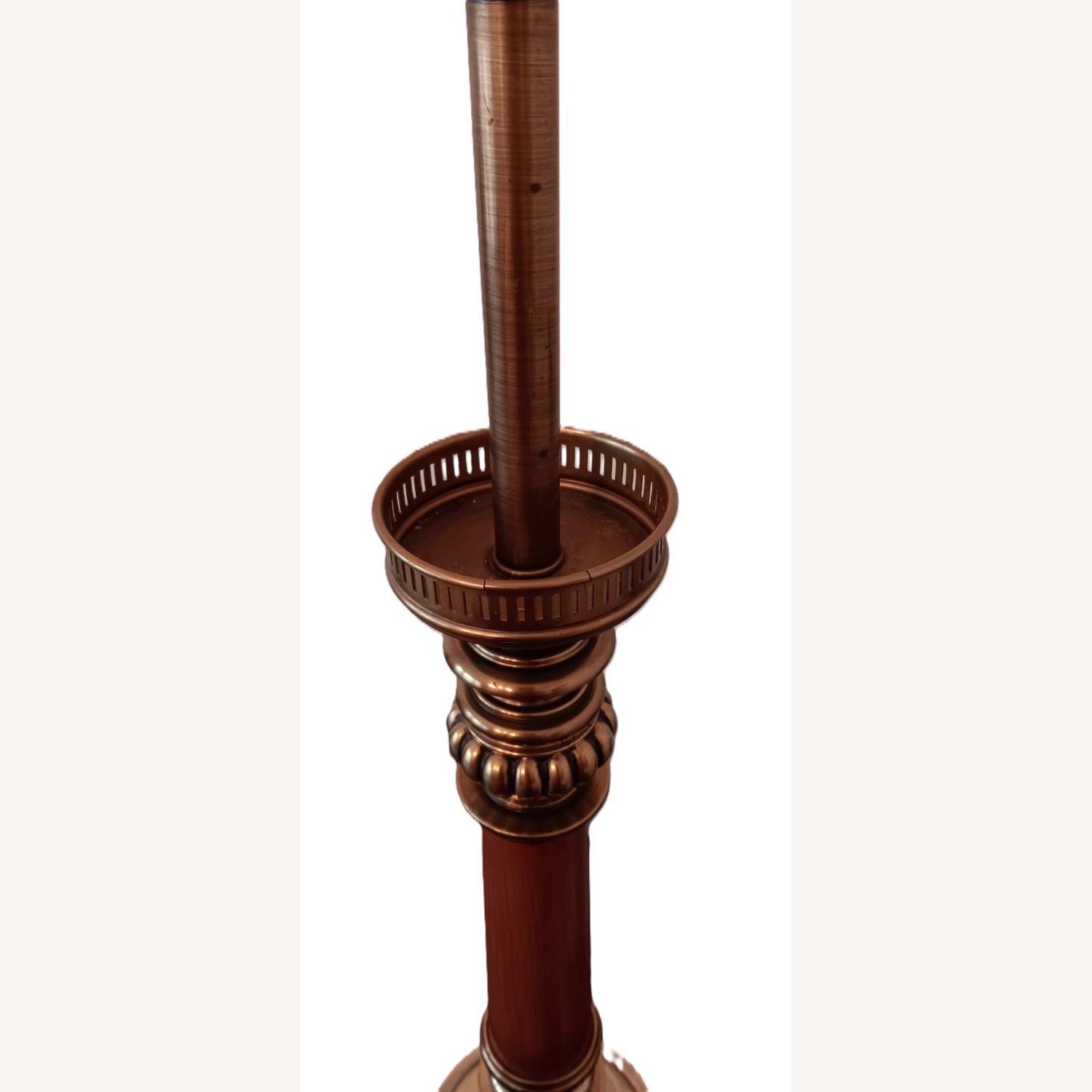 Antique Candlestick Brass and Wood Table Lamp  - image-3