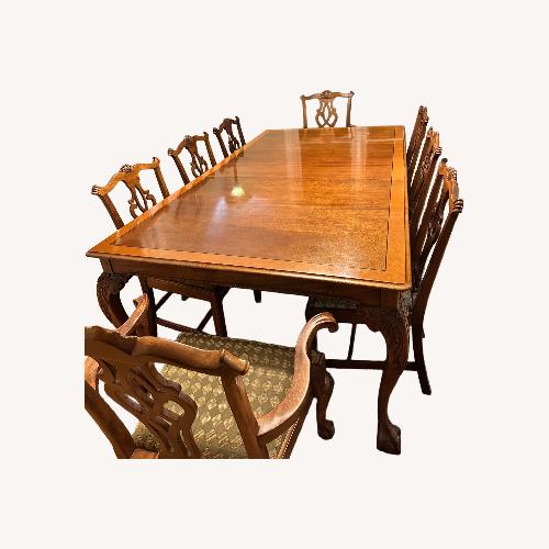 Used Sickley Dining Table and 10 Chairs with 3 Leaves for sale on AptDeco
