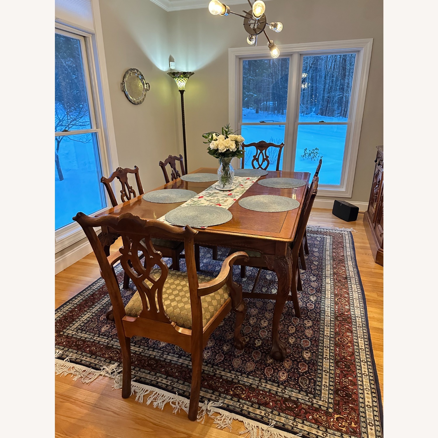 Sickley Dining Table and 10 Chairs with 3 Leaves - image-2