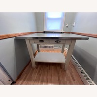 Pottery Barn White Stainless Steel Kitchen Island