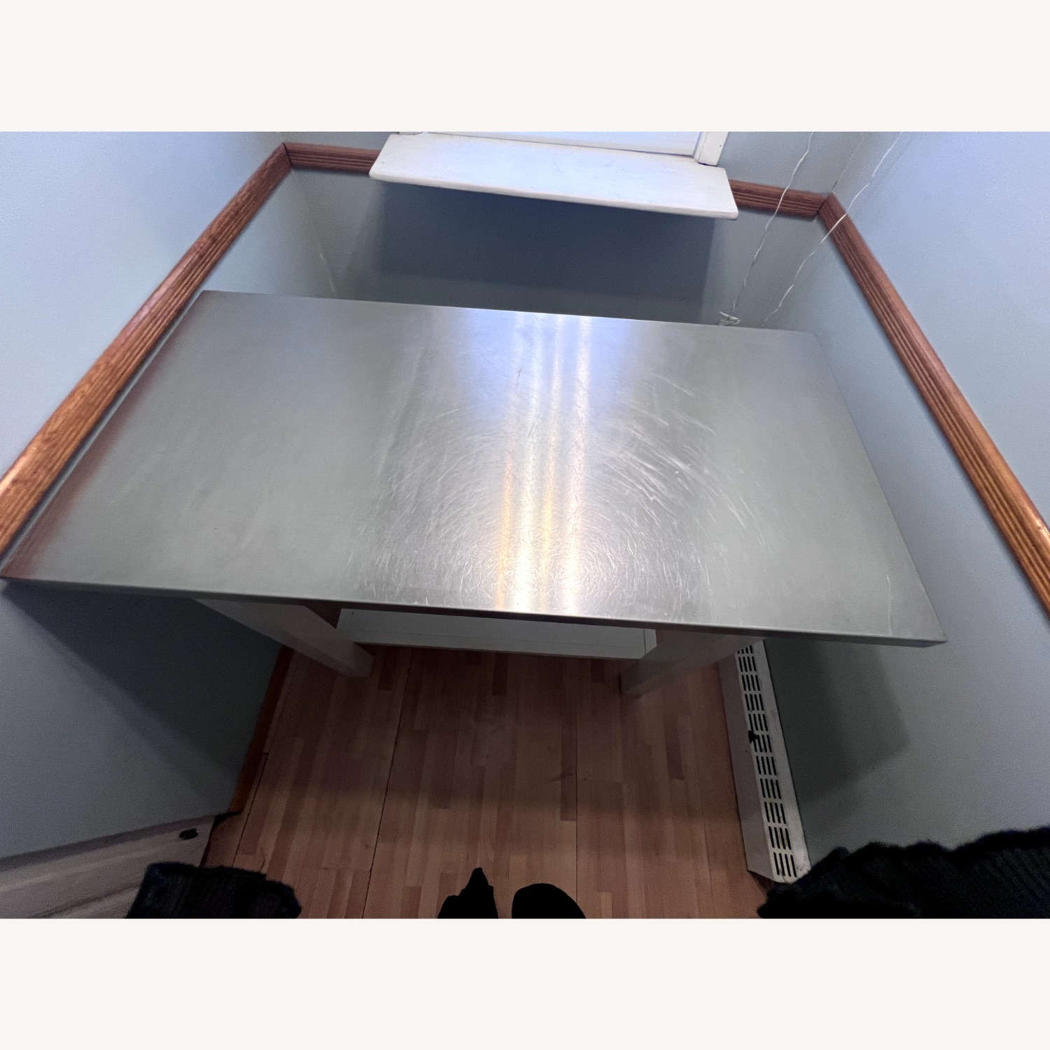 Pottery Barn White Stainless Steel Kitchen Island - image-1