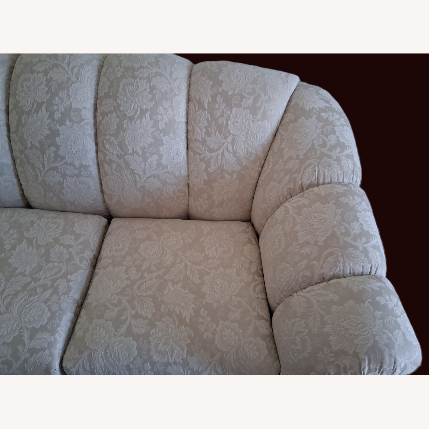 Neutral Floral Damask 3 Seat Sofa w/pillows - image-8