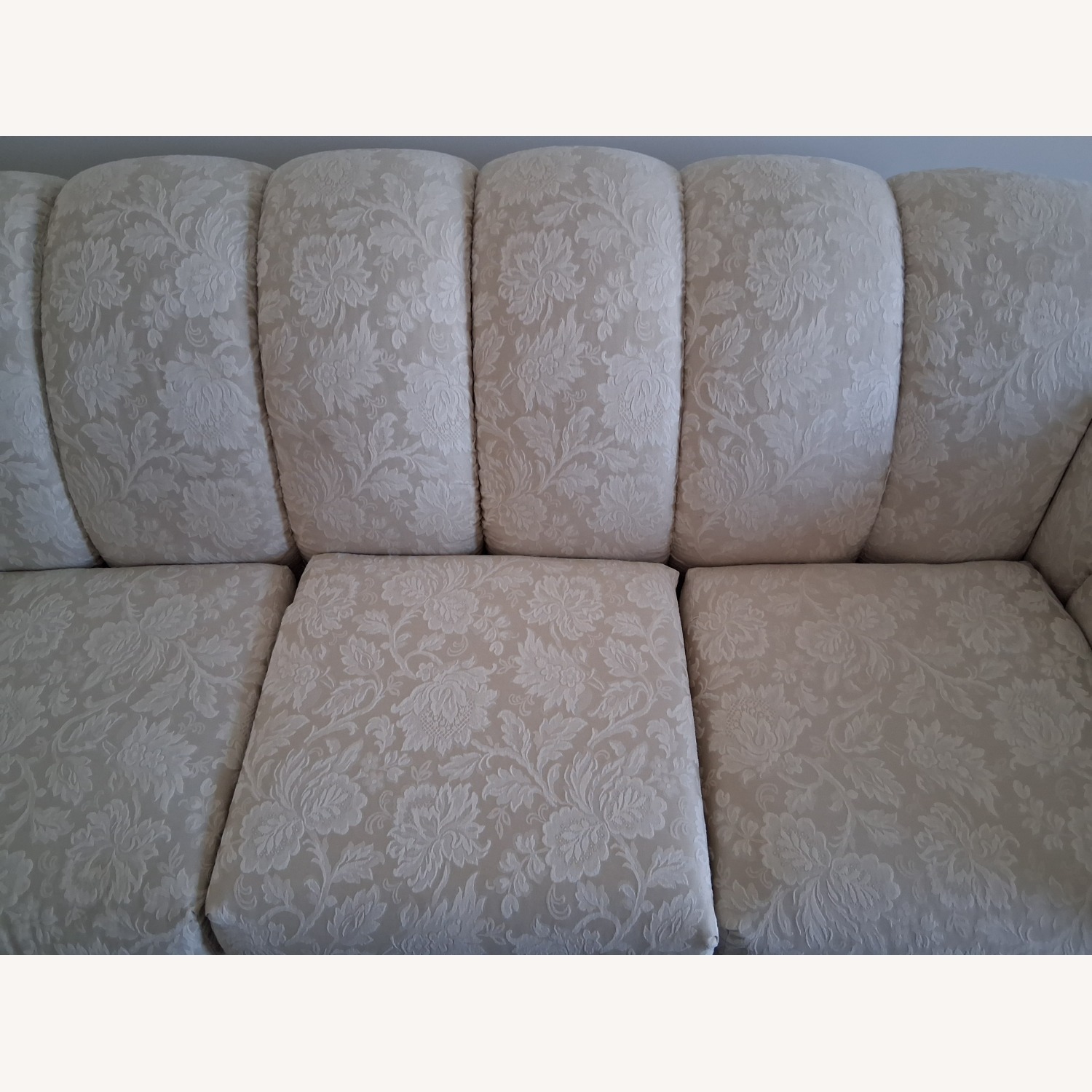 Neutral Floral Damask 3 Seat Sofa w/pillows - image-7